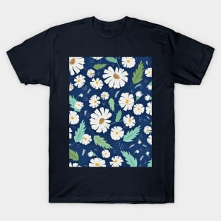 Daisy Floral Pattern - Blue T-Shirt